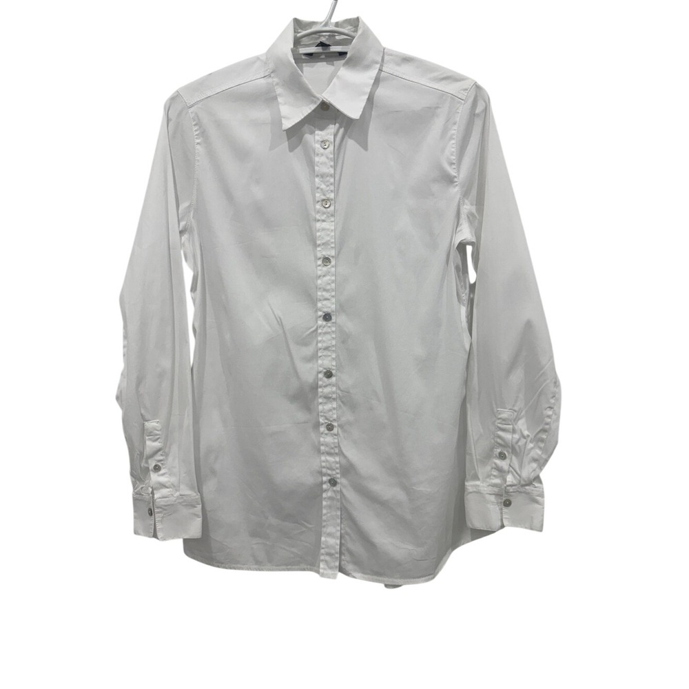 Massimo Dutti Cotton Blend Stretch White Button Down Shirt EU36 US4 Long Sleeve